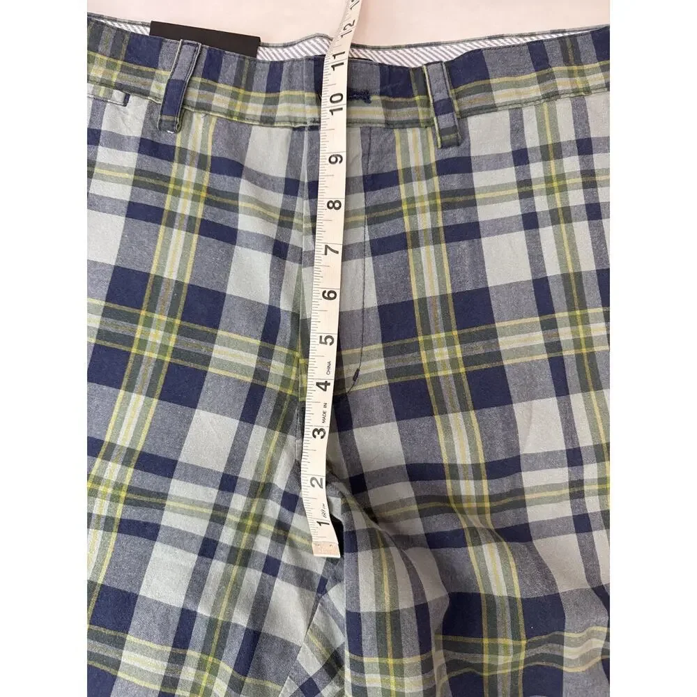 NWT Banana Republic Men's Plaid Shorts Preppy Golf Flat Front Blue Men Size 33